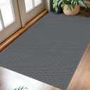 KOZYFLY Washable Entryway Rug 3x5 Ft Area Rugs Cotton Rubber Backed Throw Rugs Indoor Door Mat Kitchen Rugs Braided Floor Carpet for Front Entrance Kitchen Living Room, Grey/Charcoal Grey