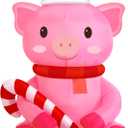 3.3ft Christmas Inflatable Pig Pig with Santa Hat & Candy Cane Christmas Inflatable LED Lighted Blown Outdoor Pig Decor for Indoor Outside Lawn Garden Patio Decor