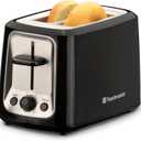 Toastmaster 2-Slice Toaster - Black with Stainless Steel - Kitchen Essential for Sandwich Bread & Breakfast Toast - Toaster with Wide Slots, High Rise Toast Lift & Cool-Touch Exterior, Black