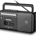 Gelielim Portable Cassette Player, Cassette Tape Player AM/FM Radio,Casette Tape Recorder with Earphone Jack, Cassette Boombox Battery Operated or AC Powered (Black)