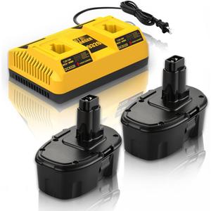 ANTRobut 2Pack 4.5Ah Replacement Dewalt 18V XRP Battery and Charger DC9320 for Dewalt 18 Volt Batteries DC9096 DC9099 DC9098 DW9096 DW9099 DW9098 + Replacement 2-Port De-Walt 18V Battery Charger