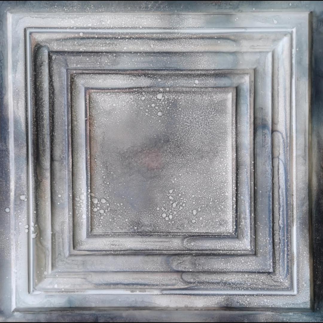 From Plain To Beautiful In Hours DCT05 Washington Square PVC 2' x 2' Lay-in or Glue-up Ceiling Tile (Covers / 40 sq.ft), Reclaimed Tin, 10 Piece