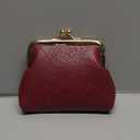 Coin Purse Vintage Bag Lock Wallet Buckle Kiss Lock change purse change holder wallet coin Leather coin wallet(B scarlet)