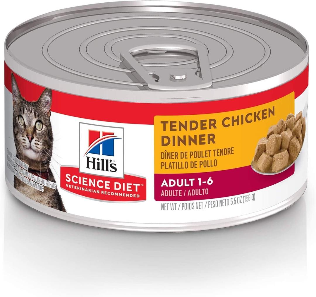 Hill's Science Diet Adult 1-6 Wet Cat Food, Chicken Stew, 5.5 oz. Cans, 24-Pack BBD 09 2026