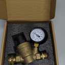 RVGUARD RV Water Pressure Regulator Valve, Brass Lead-Free Adjustable Water Pressure Reducer with Gauge and Inlet Screen Filter for RV Camper Travel Trailer