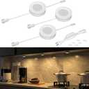 WOBANE Hardwired Under Cabinet Lights,Linkable LED Puck Lighting with Switch,DIY Under Counter Light for Kitchen,Showcase,Bookcase,Recessed&Wall Plug in,Natural White 4000K,120V,Set of 3
