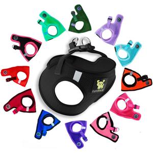 EcoBark Step in Dog Harness - Eco-Friendly Teacup Dog Harnesses for XXS, XS, and Small Dogs - Reflective and Adjustable Mini Body Halter Vest -Tiny Soft Mesh Toy Breed Harness (XXXS, Black) (XXXS- 2 to 3 lbs- Chest up to 10 in (Pack of 1)