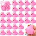 Hungdao 24 Pcs 2 Inch Mini Rubber Ducks for Kids Children Party Favors Bulk Bath Ducks Summer Pool Floating Toys Birthday Gifts for Boys Girls Baby Shower Supplies(Pink)