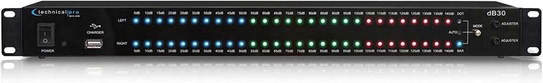 Technical Pro DB30 1U Rack Mount dB Decibel Meter Display+8 Outlet Power Supply