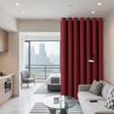Joydeco Blackout Patio Sliding Door Curtains 90 Inches Long, Grommet Privacy Room Divider Curtains, Extra Wide Thermal Blackout Drapes for Bedroom Living Room (Burgundy Red, 70Wx90L, 1 Panel)