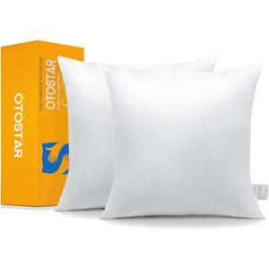 OTOSTAR Pack of 2 Throw Pillow Inserts, 24 x 24 Square Cushion Inner Soft Fluffy Plump Stuffer Cushion Pads White Decorative Pillow Inserts