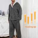 Arssm Mens Fluffy Pajamas Set 2 Piece Fleece Pjs Loose Plush Winter Warm Cozy Loungewear Sleepwear (Gray, M)