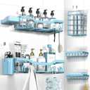 NESOMI Shower Caddy Adhesive Shower Organizer 7-Pack, Rustproof Stainless Steel Bathroom Shelves, Large Capacity No-Drill Rack Storage Accessories with Soap Dish Toothbrush Holder Hooks