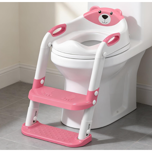 Potty Training Seat, SKYROKU Upgrade Toddler Toilet Seat for Kids Boys Girls, 2 in 1 Potty Training Toilet, Splash Guard Anti-Slip Pad Step Stool,New Sector-Shape Stabilized Base, Pink