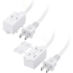 [ETL Listed] Cable Matters 2-Pack 16 AWG 2 Prong Extension Cord 6 ft, 13A 3-Outlet Extension Cords with Tamper Guard, 13 Amp, 1625 Watts, White