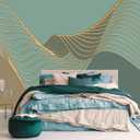 TUNDJ Gold Geometric Line Wallpaper Mural Peel and Stick 137"x100"
