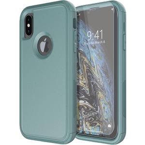 Diverbox for iPhone X Case/iPhone Xs Case [Shockproof] [Dropproof] [Tempered Glass Screen Protector ] Heavy Duty Protection Phone Case Cover for Apple iPhone X/XS (Pine Green)