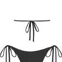 ZAFUL Women Striped Halter Bikini Set Backless String Tankini Tie Side Swimsuit Cheeky 2 Piece Bathing Suit (Black, S)
