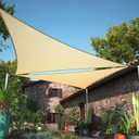ShadeMart 16' x 16' x 22.6' Beige Right Triangle Sun Shade Sail UPF50 Canopy smTAPRT16 Fabric Cloth Screen, Water Air Permeable & UV Block, Heavy Duty, Carport Patio Outdoor & (We Customize Size)