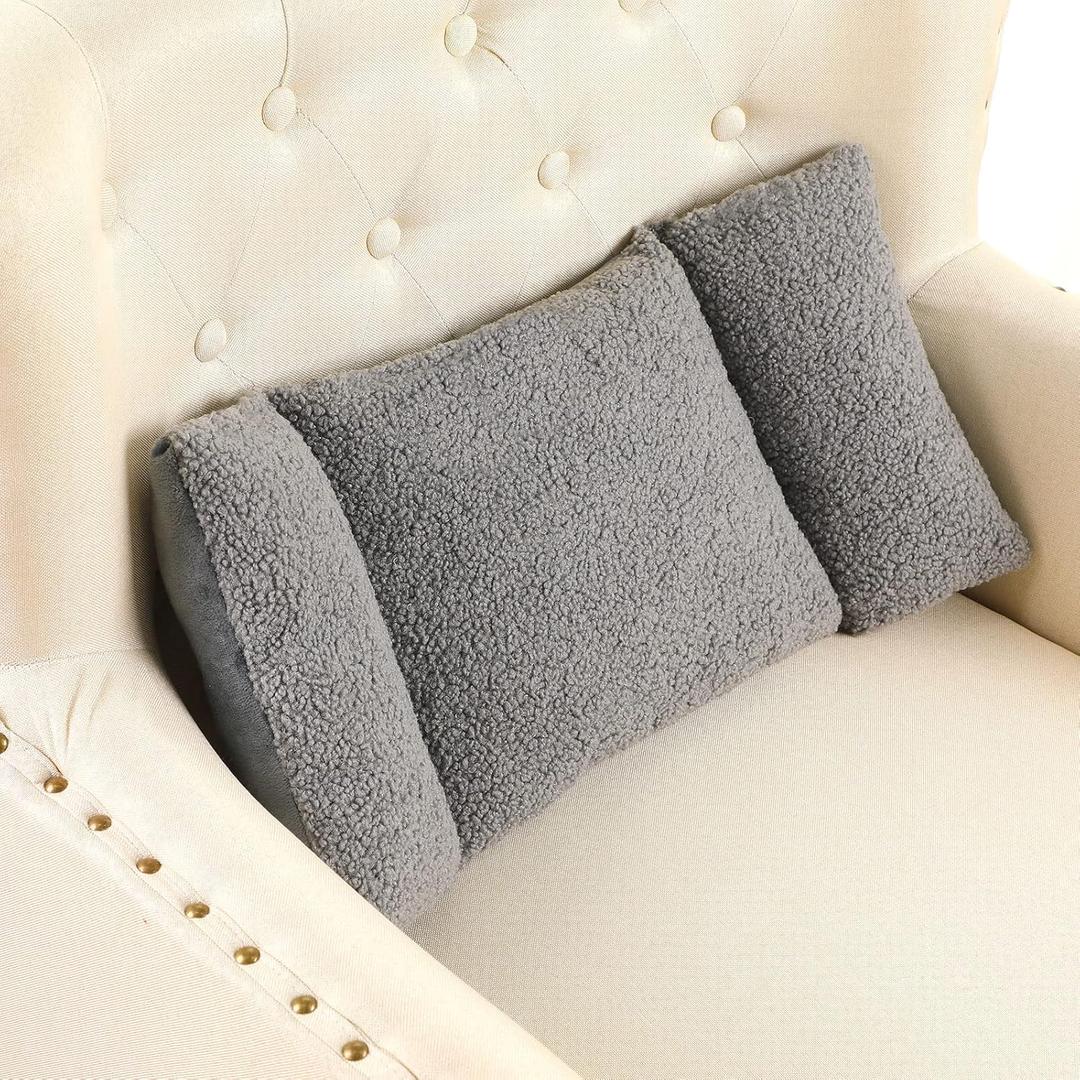 Queekay Fleece Lumbar Support Pillow 3 Section Back Pillow Office Chair for Back Support Comfortable Lumbar Cushion for Car Seat Pain Relief Sofa Rest(Gray) 23.62 x 11 inches/ 60 x 28 cm