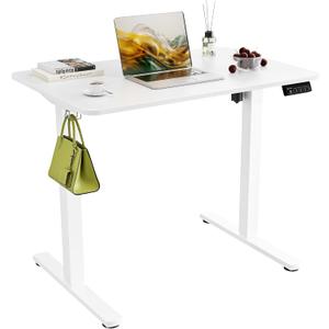 35" Electric Standing Desk, Adjustable Height, Sit Stand Up Desk for Home Office & Computer Workstations, Memory Controller, White