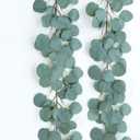 mizii 2 Strands Artificial Vines Eucalyptus Garland 72" Fake Vine with Silk Green Leaves Faux Hanging Plants Greenery Decorations for Bedroom Table Centerpieces Wall Party Wedding Room Decor (Green)