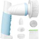 SZFIXEZ Electric Spin Scrubber, Electric Cleaning Brush Scrubber for Bathroom Electric Spin Cleaner with 4 Replaceable Shower Cleaning Brush Heads for Wall, Tile Floor, Bathtub, Toilet, Window (DST-01, Blue)