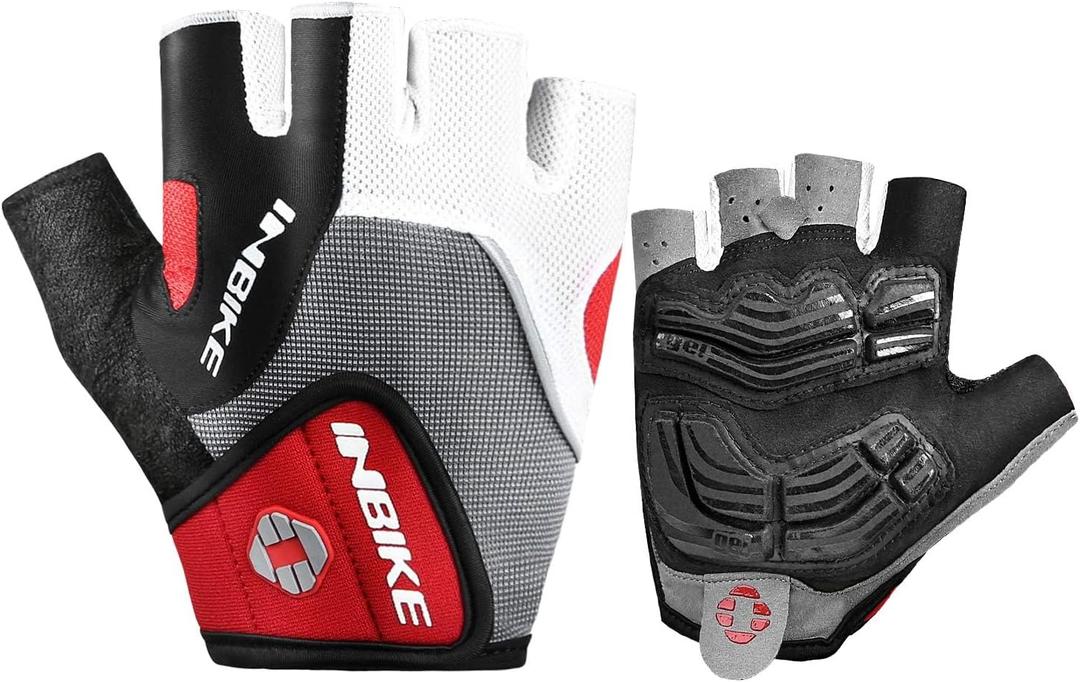 INBIKE 5mm Padded Half Finger Bike Bicycle Cycling Gloves (X-Large, Red)