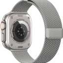 EPULY Compatible with Apple Watch Band 44mm 45mm 46mm Series 10 11 49mm, Stainless Steel Mesh Loop Magnetic Clasp Bands for iWatch Series 9 8 7 6 5 4 Ultra SE3 2 Women Men - 49/46/45/44mm Titanium