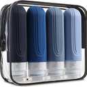 Travel Bottles for Toiletries, Tsa Approved 3oz Travel Size Containers BPA Free Leak Proof Refillable Liquid Silicone Squeezable Travel Accessories for Shampoo Conditioner Lotion (4 Pack) (Blue)