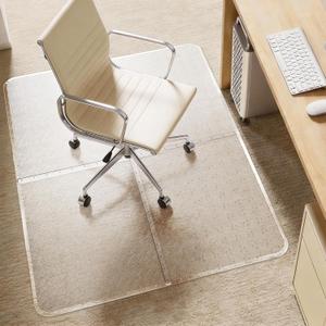 Office Chair Mat for Flat-Pile Carpet - 4-Piece Interlocking Desk Rug with Gripping Spikes & Beveled Edges, Clear PET Non-Slip Floor Mat for Gaming & Work