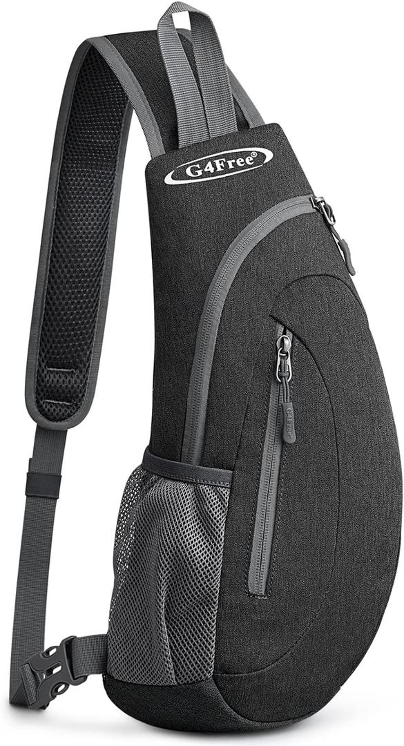 G4Free Sling Bag for Men Women, Small Crossbody Backpack Lightweight Chest Shoulder Bags for Travel, Outdoor and Sports (Dark Grey)