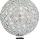 Sunnydaze 10-inch Gazing Ball for Garden - Crackled Glass Mosaic Gazing Globe for Outside - Mirrored Diamond Mosaic