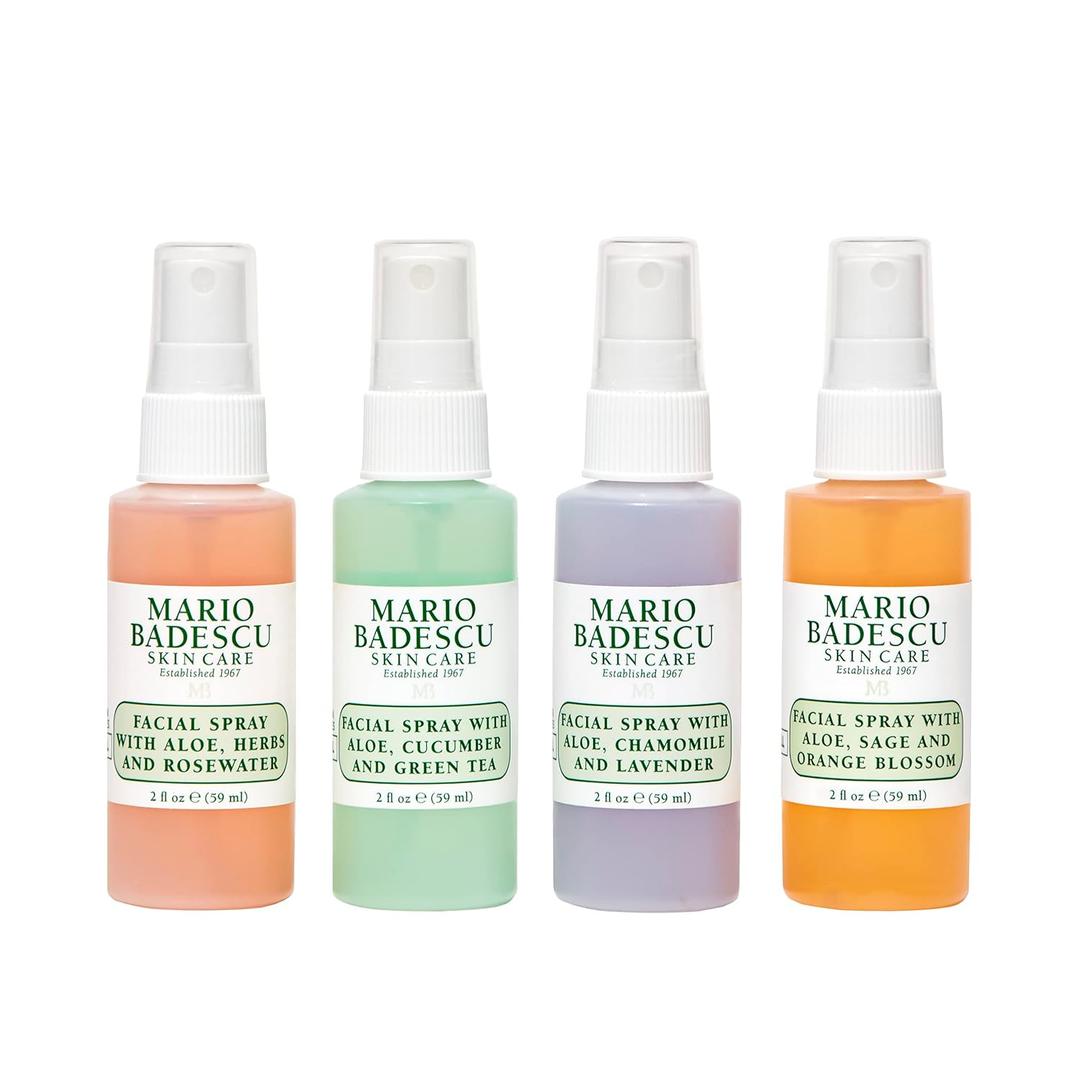 Mario Badescu Facial Spray Collection with Rose Water, Cucumber, Lavender and Orange Blossom, Multi-Purpose Cooling and Hydrating Face Mist for All Skin Types, Dewy Finish (2 Fl Oz (Pack of 4) Mario Badescu Facial Spray Collection with Rose Water, Cucumber, Lavender and Orange Blossom, Multi-Purpose Cooling and Hydrating Face Mist for All Skin Types, Dewy Finish (2 Fl Oz (Pack of 4)