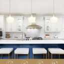 Emak Pendant Lights Kitchen Island with Milk Glass Shade, Modern 8 Inch Brushed Nickel Pendant Light Hanging Lights for Kitchen Island, Dining Room, Bathroom, Bedroom, PL122-BN-ML