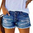 MIFOCAL Women's Ripped Denim Jean Shorts High Waisted Cotton Ladies Shorts, X-Large