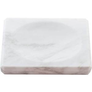 White Soap Dish Tray Marble Soap Holder Trinket Plate for Bathroom Sink Kitchen Countertop Bedroom Vanity Bathroom Accessory Rectangular