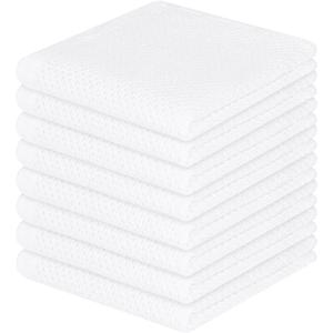 Homaxy 100% Cotton Waffle Weave Kitchen Dish Cloths, Ultra Soft Absorbent Quick Drying Dish Towels, 12 x 12 Inches, 8-Pack, White