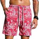 Verdusa Men's Leopard Swim Trunks Drawstring Waist Swimwear Summer Beach Shorts with Pockets (XL)