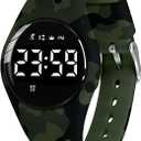 Kids Digital Watch for Boys Girls,Sports Watch with Fitness Tracker Pedometer Vibration Alarm for Ages 5-15 No App Needed Waterproof Watches for Kids, 09-Army