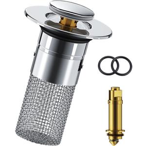 Stainless Steel Floor Drain Filter, Bathroom Sink Stopper Hair Catcher, Drain Hair Catcher, Anti Clogging Bathtub Drain Stopper with Removable Stainless Steel Filter Basket