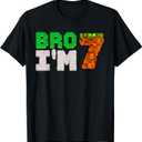 Birthday Boy 7th Birthday I'm 7 Year Old Gamer Pixel Number T-Shirt M