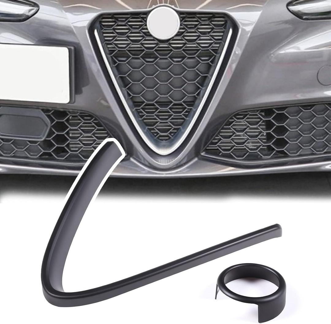 Front Grille Decoration Frame Cover Compatible with Alfa Romeo Giulia 2017-2020 Car Exterior Accessories (NOT FIT Quadrifoglio!!!)