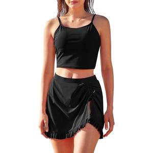 Tankini Swimsuits for Women Two Piece Suit with Skirt Tummy Control Bathing Suits Floral Tankini Set with High Waist, XL