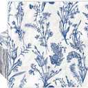 AnyDesign 80 Pack Blue Floral Napkins Vintage Disposable Wildflowers Paper Luncheon Napkins 6.5 x 6.5 Inch Seasonal Dessert Dinner Hand Napkin for Bridal Baby Shower Wedding Tea Party Supplies