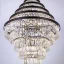 Wellmet Extra Large Crystal Chandelier, Black 9-Tier Luxury Crystal Chandelier, for Living Room, Dining Room, Porch, Entryway, Hallway, Restaurant, 40''W