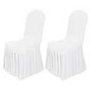 Babenest 2pcs Chair Cover with Long Skirt, Washable Universal Parson Chair Protector, Anti-Dirty Stretchy Dining Room Skirted Chair Slipcover Extended Version for Home, Hotel, Ceremony, Party(White)