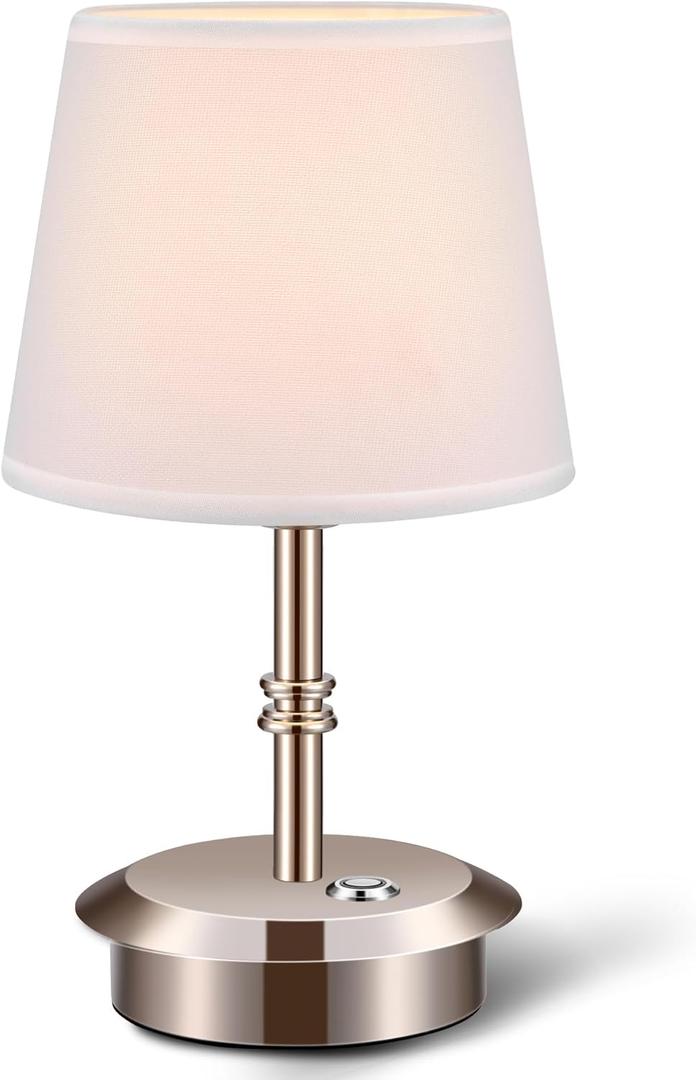Mini  Cordless LED Table Lamp with Dimmer, Built-in Rechargeable Battery, 3-Level Brightness, Patio Table Lamp, Bedside Night Lamp, Ambient Light for Restaurant (Brushed Nickel)