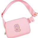 Uygafly Personalized Belt Bag for Women Girls - Fashion Mini Waist Packs with Adjustable Strap - Trendy Travel Fanny Pack Crossbody Bags with Initial Letter - Teen Gifts | Peach,Q