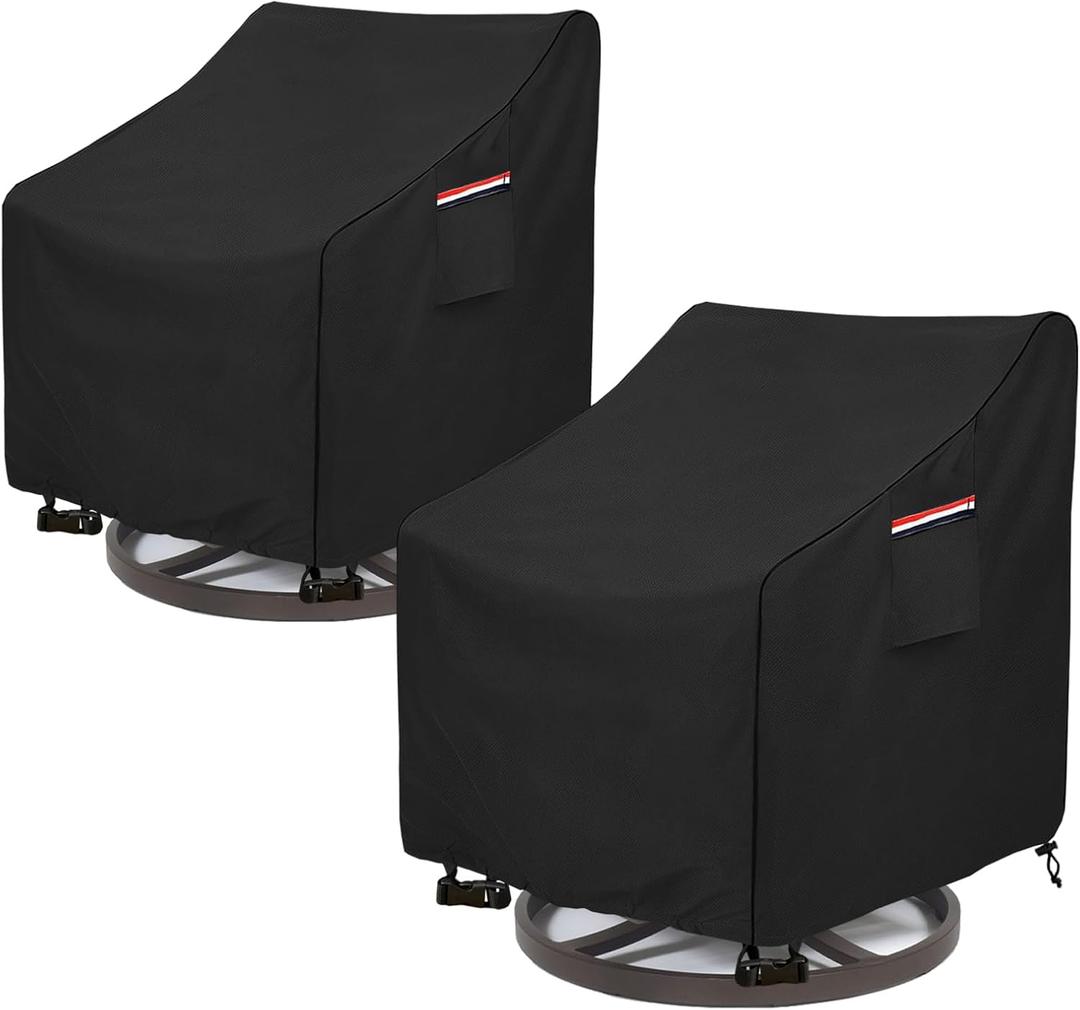 Okcool Outdoor Swivel Chair Cover 2 Pack,Outdoor Furniture Patio Chair Covers Waterproof Clearance,(30" W x 34" D x 38.5" H) Outdoor Lawn Patio Furniture Covers,Black
